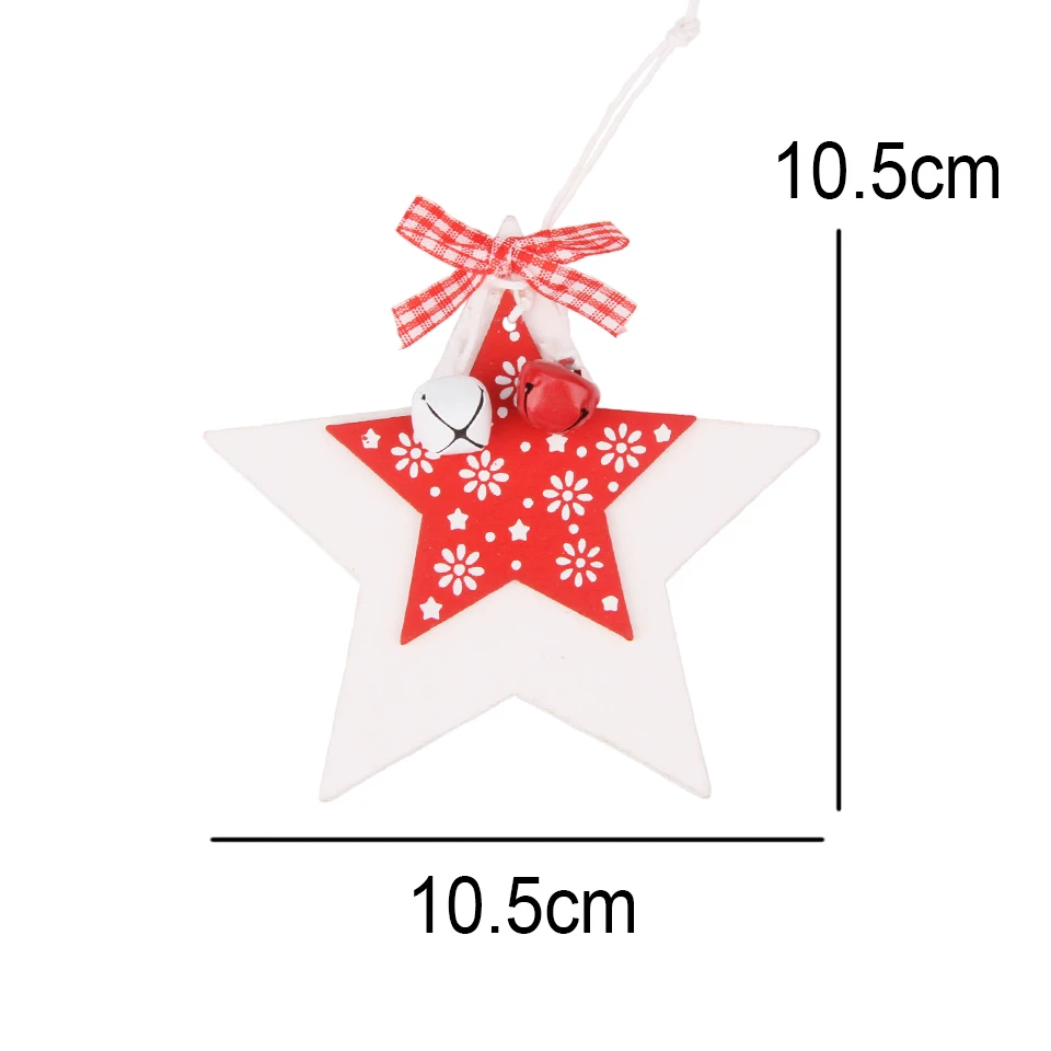 Star-Red 3 шт./компл. 2 стиля Творческие деревянные ложки с Bell Кулоны из нержавеющей стали рождественские украшения Рождественская серия украшения Изделия из дерева DIY Декор - Цвет: Star-Red