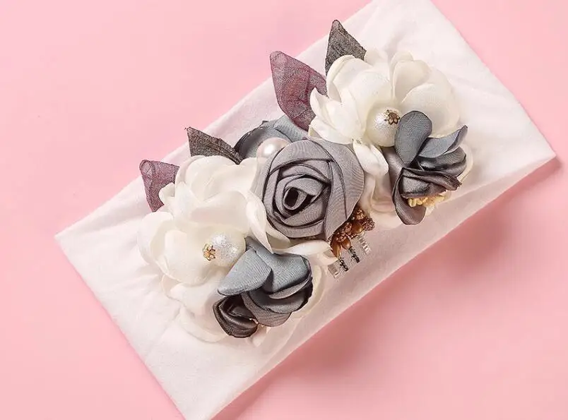 16 шт./лот Детские нейлоновые повязки на голову с цветами из бутика атласные