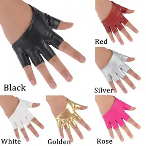 Imported Fashion Half Finger Fingerless Pu Leather Gloves Ladys Driving Show Pole Dance Mittens For Women Men