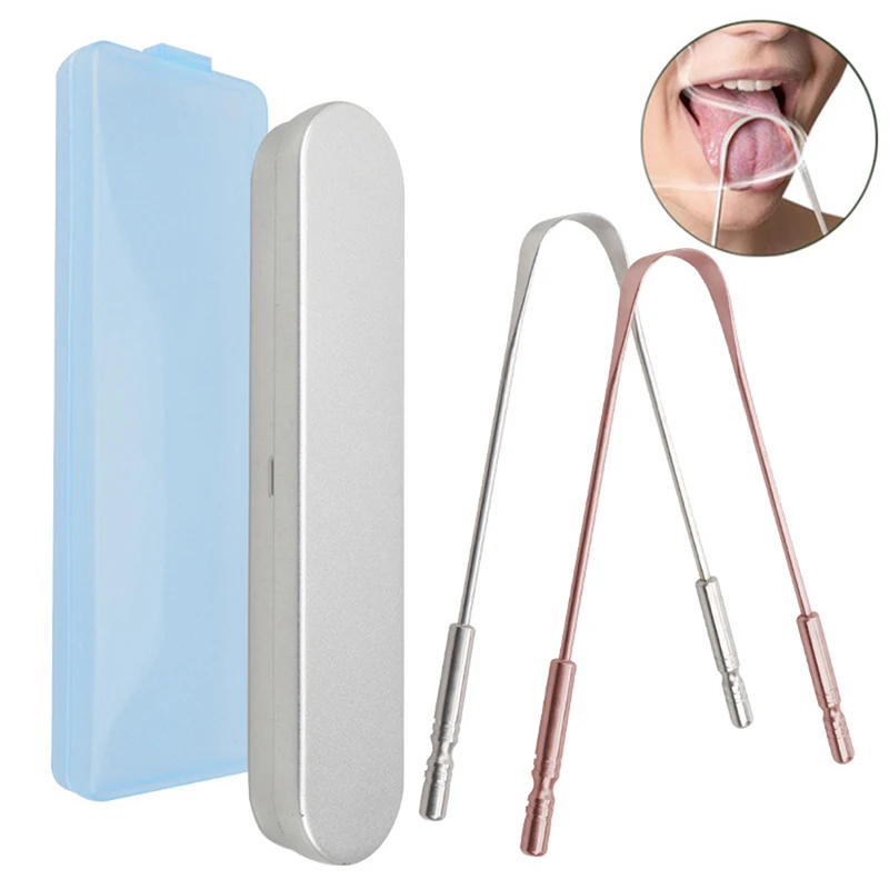 

Fresh Breath Toothbrush Metal Tongue Scraper Stainless Steel Tongue Cleaner Scraper Oral Hygiene Care Tools
