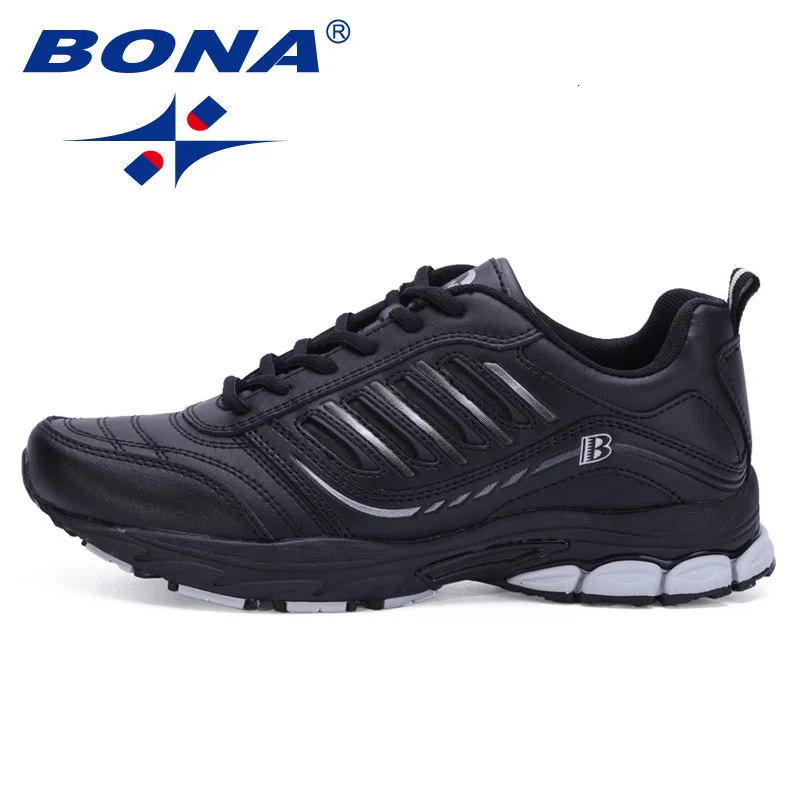 Black BONA/мужские кроссовки для женщин; Прогулочные кроссовки; удобная спортивная обувь; трианги; красивые тренды; спортивные кроссовки - Цвет: Black