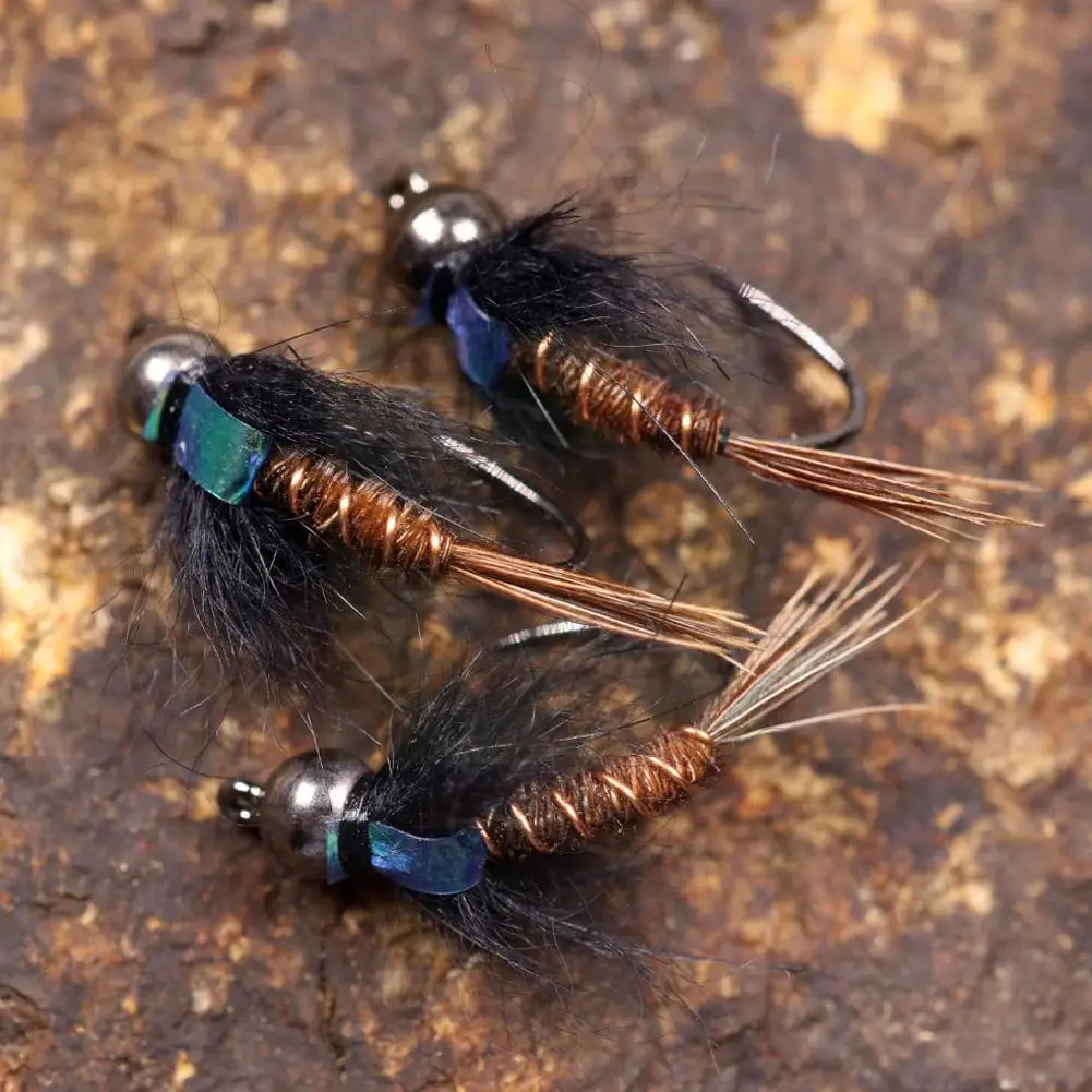 

6 Pcs Dry Flies Flash Back Pheasant Tail Nymph Fly Fishing Bead Nymph Grayling Tungsten For Trout Panfish Lure Fake We D7h7