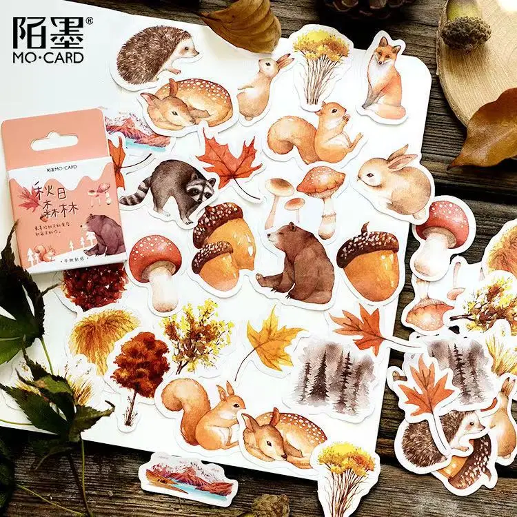 

45pcs/pack Autumn Forest Series Diy Decoration Stickers Multifunctional Stickers Diary Labels Mobile Stationery Stickers