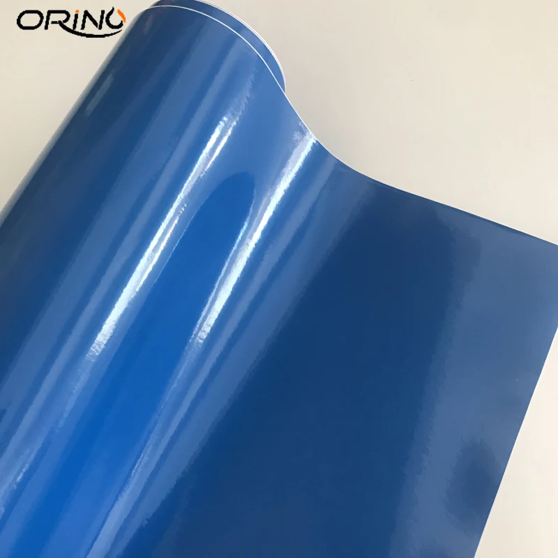 Глянцевая синяя виниловая пленка PVC с клеевой основой светло-глянцевая автомобильная обертка с возможностью высвобождения воздуха для гоночных мотоциклов, скутеров и наклеек.