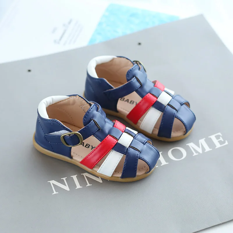 Zapatos transpirables antipatadas para ni&ntilde;as, sandalias informales de estilo occidental, zapatos de playa de suela suave de Color s&oacute;lido, novedad de verano 2022-3