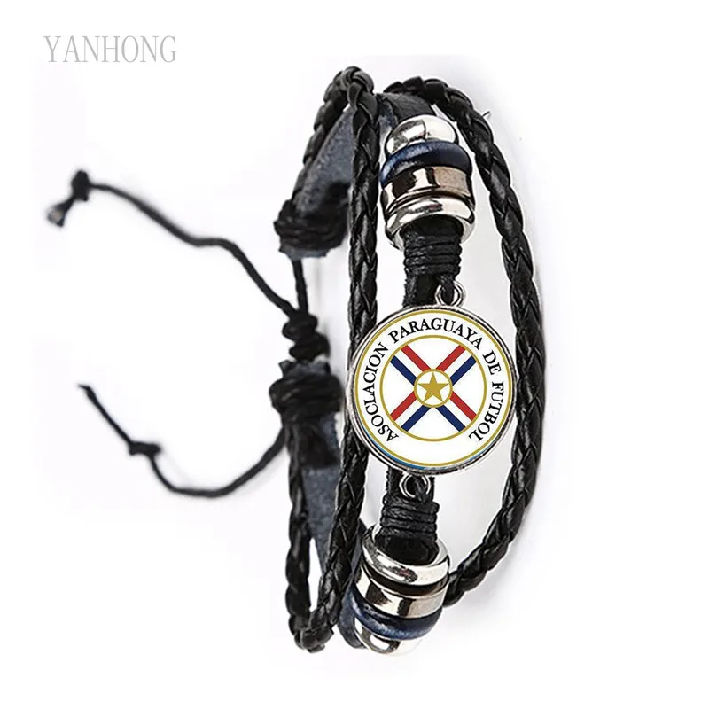 

Bracelet, world cup top 32 national team, Arabia, Brazil, Germany, leather bracelet, glass dome 20 mm, jewelry collected by fans