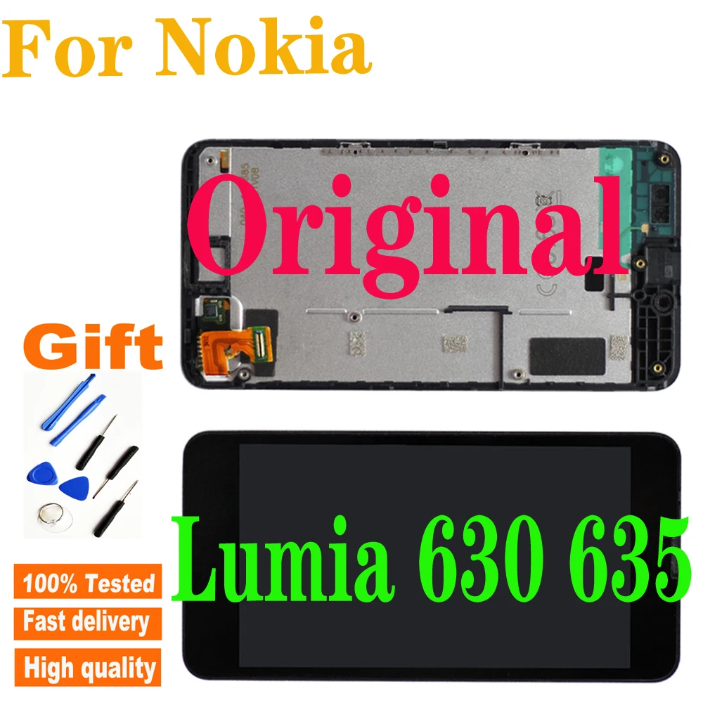 

4.5" Original For Nokia Lumia 630 635 RM-977 RM-978 LCD Display Touch Screen Digitizer Assembly With Frame For Microsoft 630 LCD