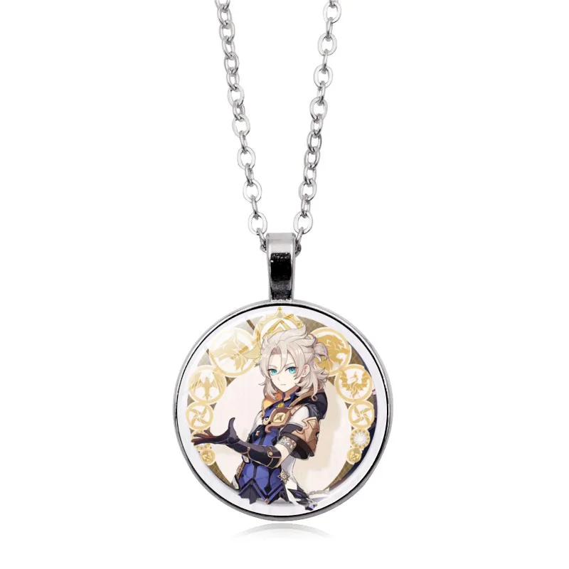 

Genshin Impact Anime Necklace for Women Jewelry Cosplay Hutao Xiao Ganyu Albedo Zhongli Cute Cartoon Pendant Necklace for Girls