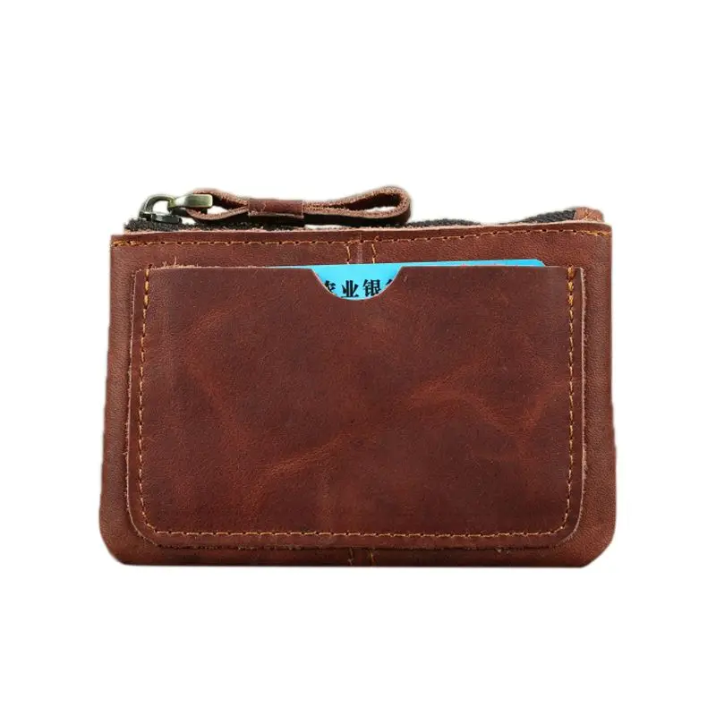 Винтажный кошелек унисекс из натуральной кожи для монет денег кредитных карт