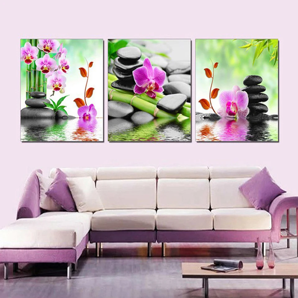 

Набор для алмазной вышивки «Орхидея» N1008, набор из 3 квадратных страз 5D «сделай сам», с бамбуковой черной бронзой, с орхидеей