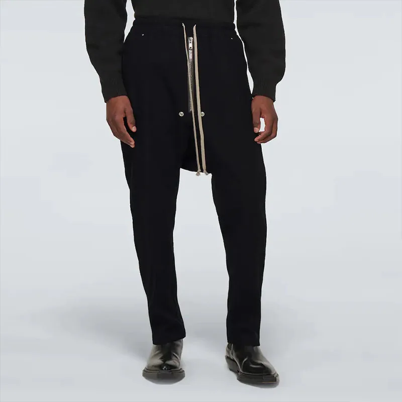 

Men's Low-Grade Wool Pants Large Size New Fashion Personalized Elastic Drawstring Waist Sports Loose Casual Capris