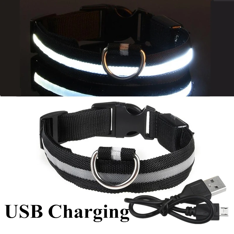 White USB USB Перезаряжаемый светодиод для домашних собак светящийся ошейник для домашних животных светящееся мигающее ожерелье для прогулок на открытом воздухе ошейник безопасности для собак товары для домашних животных - Цвет: White USB