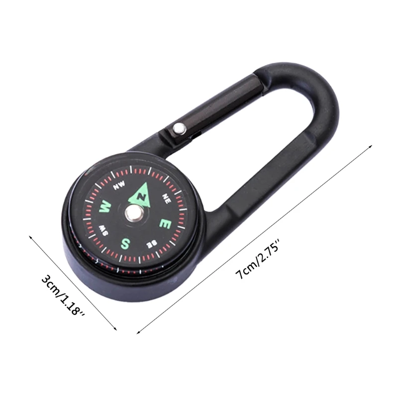 

Camping Climbing Hiking 3-in-1 Compass Carabiner Thermometer Snap Hook Keychain Outdoor Survival Tools