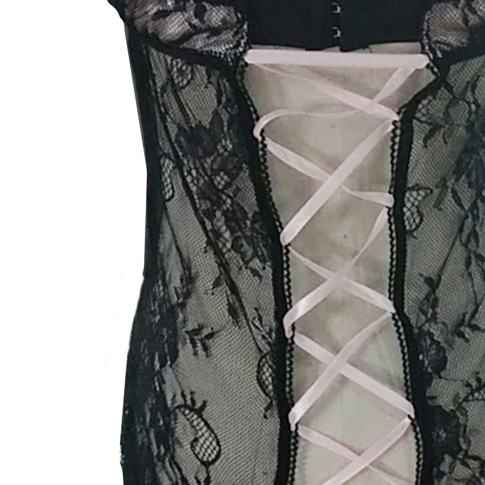 

S-XXXL Ladies Strap Crochet Cutout Teddy Lingerie Embroidery Gauze Bandage Underwear Hollow strap back soft T5