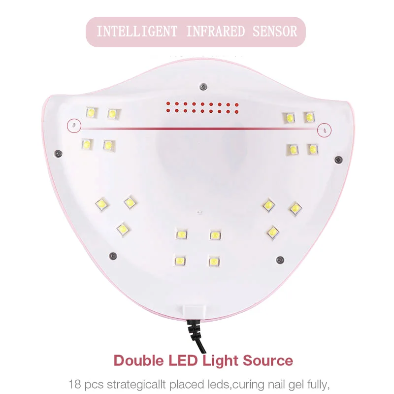 54 Вт 18 шт. светодиодный сушильный аппарат для ногтей с двумя ручками СВЕТОДИОДНЫЙ