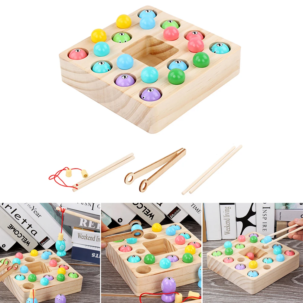 

Baby Early Educational Learning 1 Set Wooden Fishing Game Toy 3 In 1 Magnetic Fishing Game For Development Children Educational