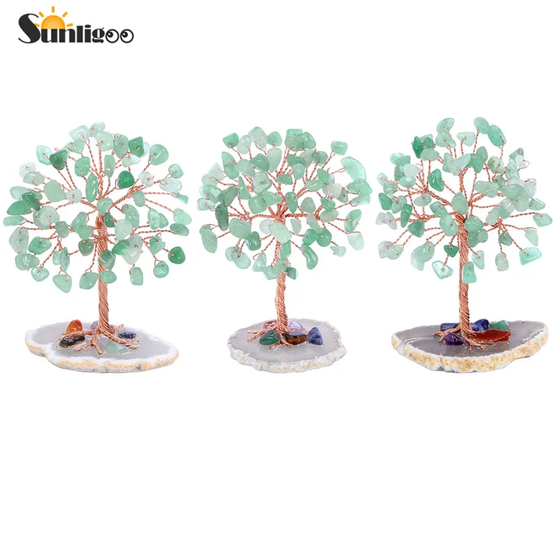 Мини-кристаллы Sunligoo денежное дерево медная проволока обернутая агатом в виде