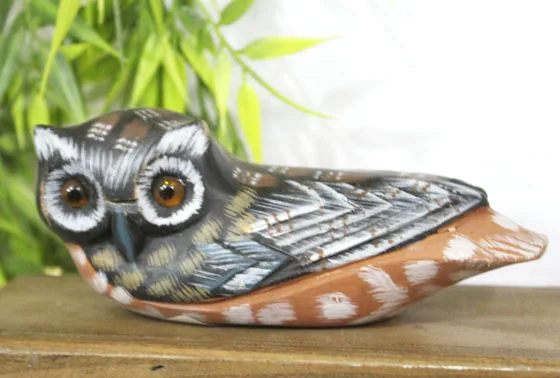

QIQIPP Bali Painted Wood Carving Crafts Ornaments Owl Decorative Crafts