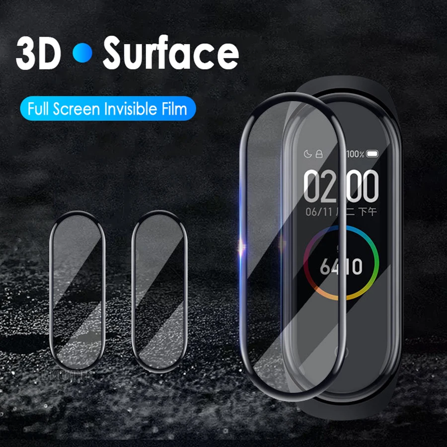 10PCS 3D Protective Glass for Xiaomi mi band 6 5 4 glass film Mi band6 Smart Watch band 4 5 6 Soft Screen Protector Film