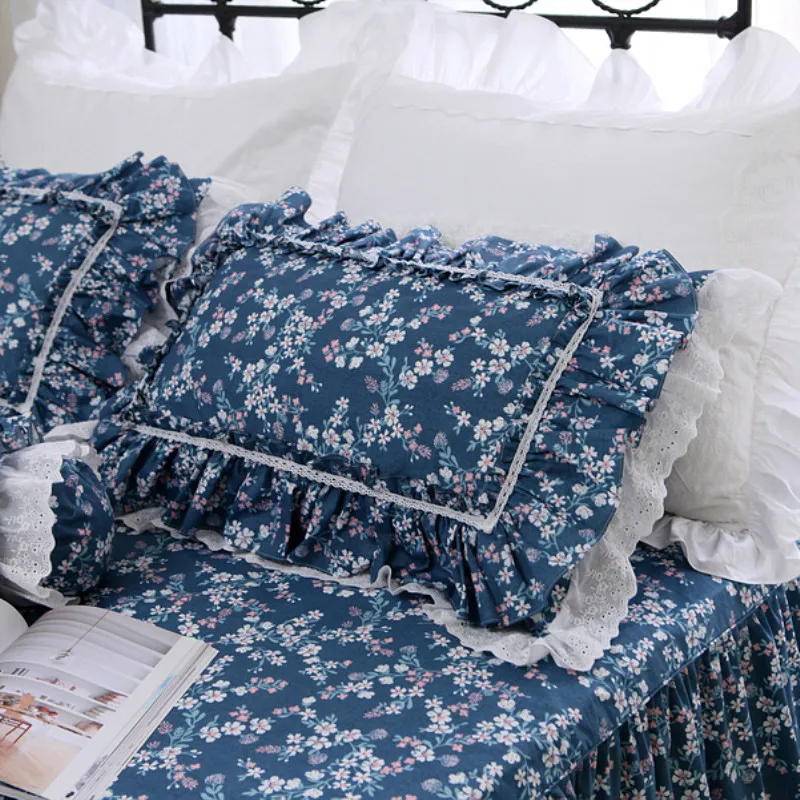 Роскошная кружевная наволочка с оборками 2 шт. европейская принтом в виде сада