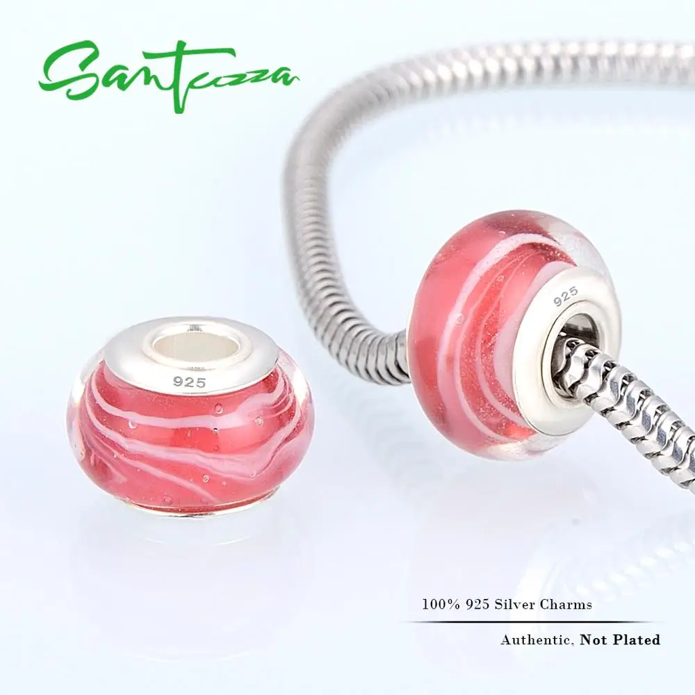 Santuzza Серебряный Шарм Красочные Бусины подходит для браслета браслет сделай сам
