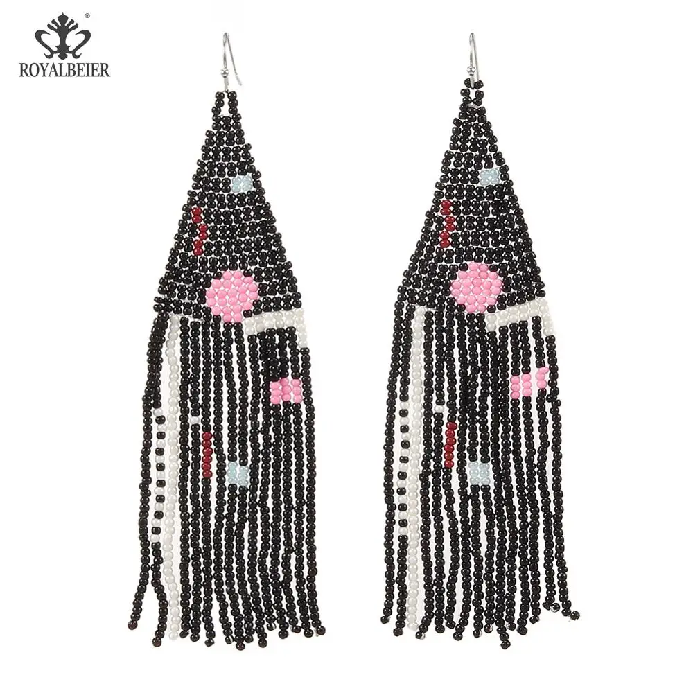 

New Design Women Simple Glass Beads Irregular Tassel Earrings Christmas High-quality Dangle Earring Fashion Jewelry Accessories