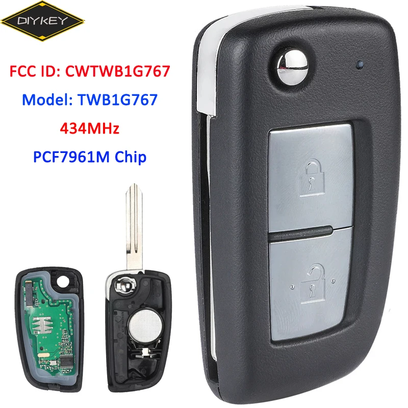 Пульт дистанционного управления DIYKEY CWTWB1G767, 433 МГц, PCF7961M, 2 кнопки, для Nissan Qashqai J11 Pulsar C13 Juke F15 X-Trail T32 Micra