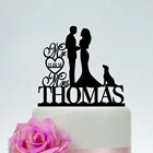 Индивидуальный Топпер для торта Mr и Mrs, для невесты и жениха с собакой, силуэт для пары, индивидуальный Свадебный Топпер для торта, топпер для торта с собакой для вечеринки