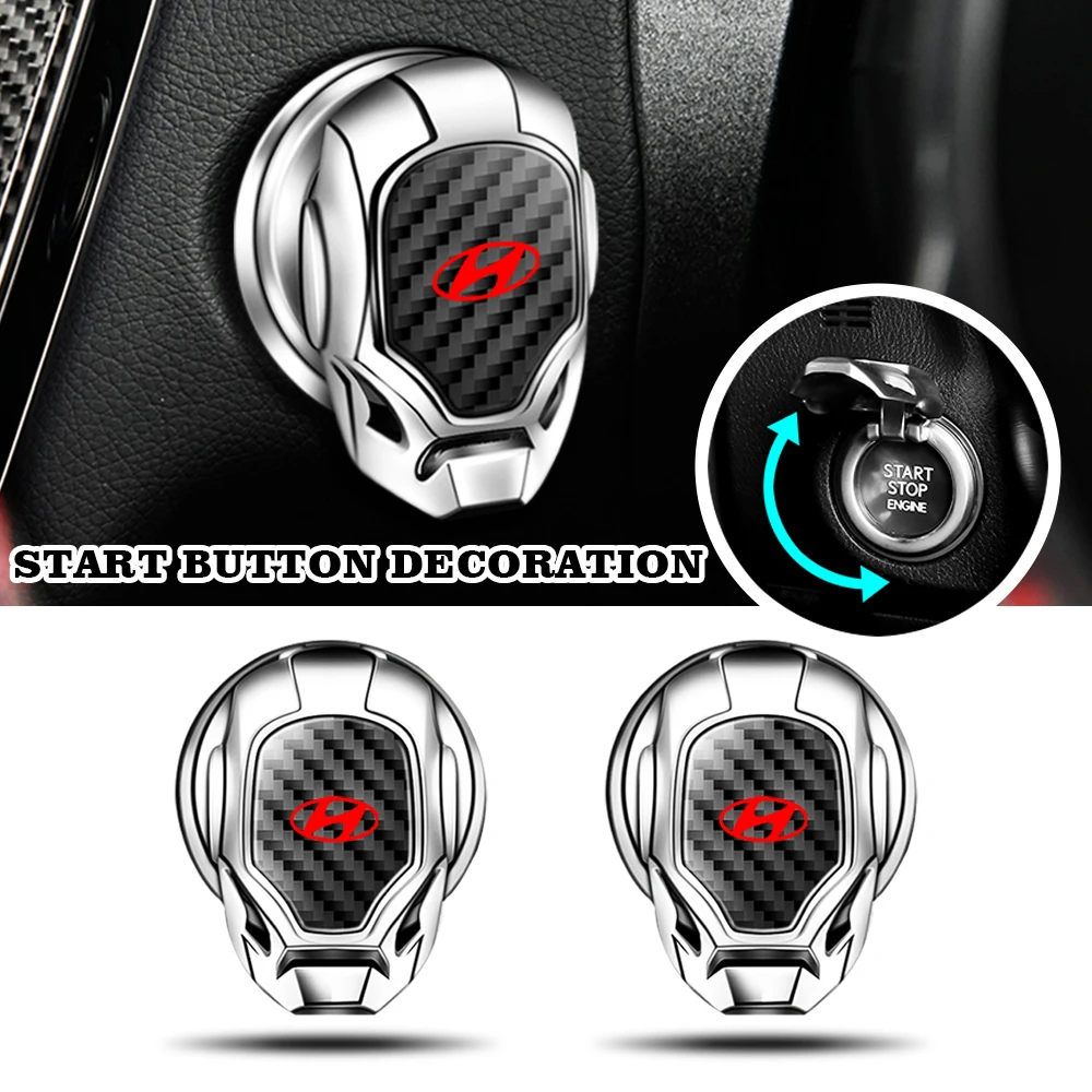 

1pc Car Start Button Protection Cover Carbon Fiber Car Switch Cover For Hyundai Sonata Elantra Tucson Creta I30 Ix35 I40 IX20
