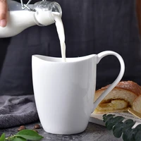white porcelain coffee milk cup creative simple home pure european style with handle environmental protection irregular mouth