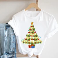 women avocado 90s trend merry christmas tree festival winter tshirt female top graphic shirt t tee cartoon clothes t shirt
