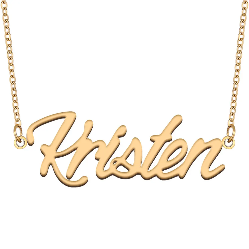 

Kristen Nameplate Necklace for Women Stainless Steel Jewelry Gold Plated Name Chain Pendant Femme Mothers Girlfriend Gift