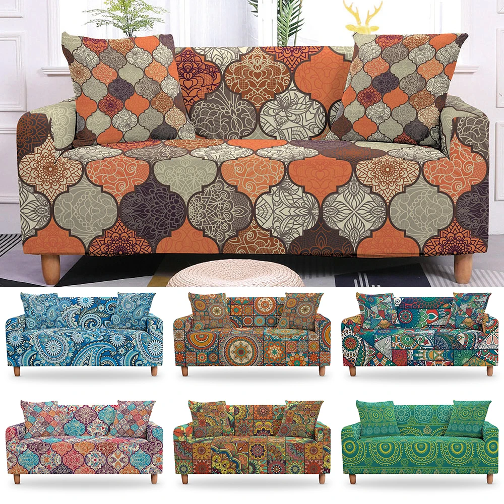 

Bohemian Elastic Sofa Covers For Living Room Stretch Mandala Non-slip Couch Cover Sofa Slipcover Chair Protector 1/2/3/4 Seater