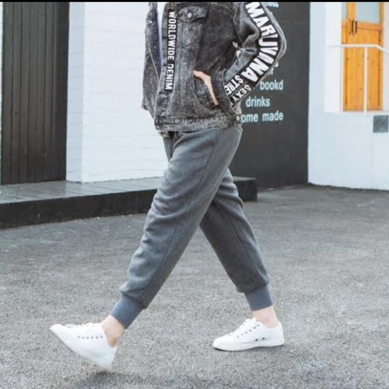 

Мужские штаны Qiuwinging, брюки-Слаксы свободного кроя, утепленные мужские шаровары, брюки до щиколотки, мужские брюки большого размера, спортив...