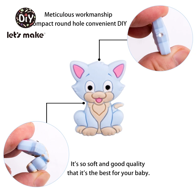 Let's Make-mordedor de silicona para beb&eacute;s, cuentas de silicona, venta al por mayor, juguetes de dentici&oacute;n de Enfermer&iacute;a de dibujos animados para dientes, mordedores de grado alimenticio, 20 Uds.-1