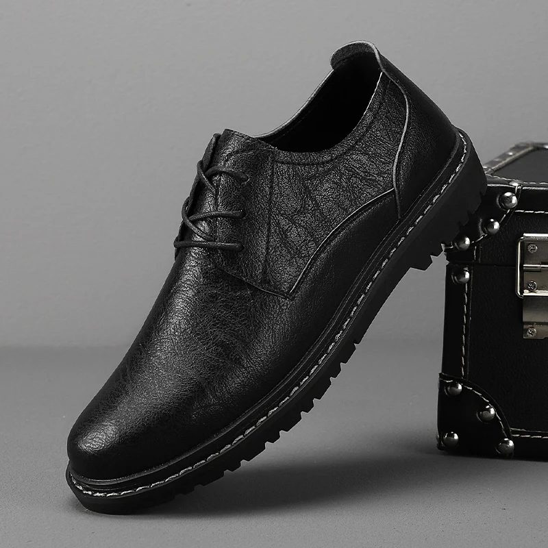 Туфли-оксфорды мужские кожаные на шнуровке весна-осень | Обувь