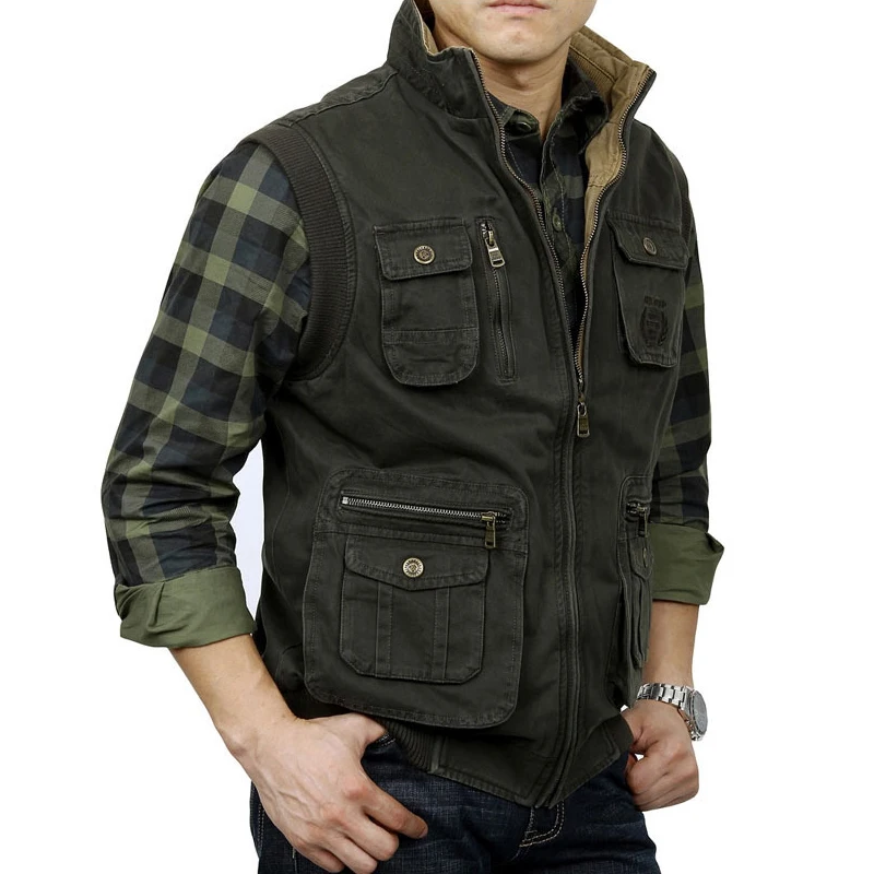 Жилет Мужской без рукавов повседневная куртка в стиле милитари с несколькими