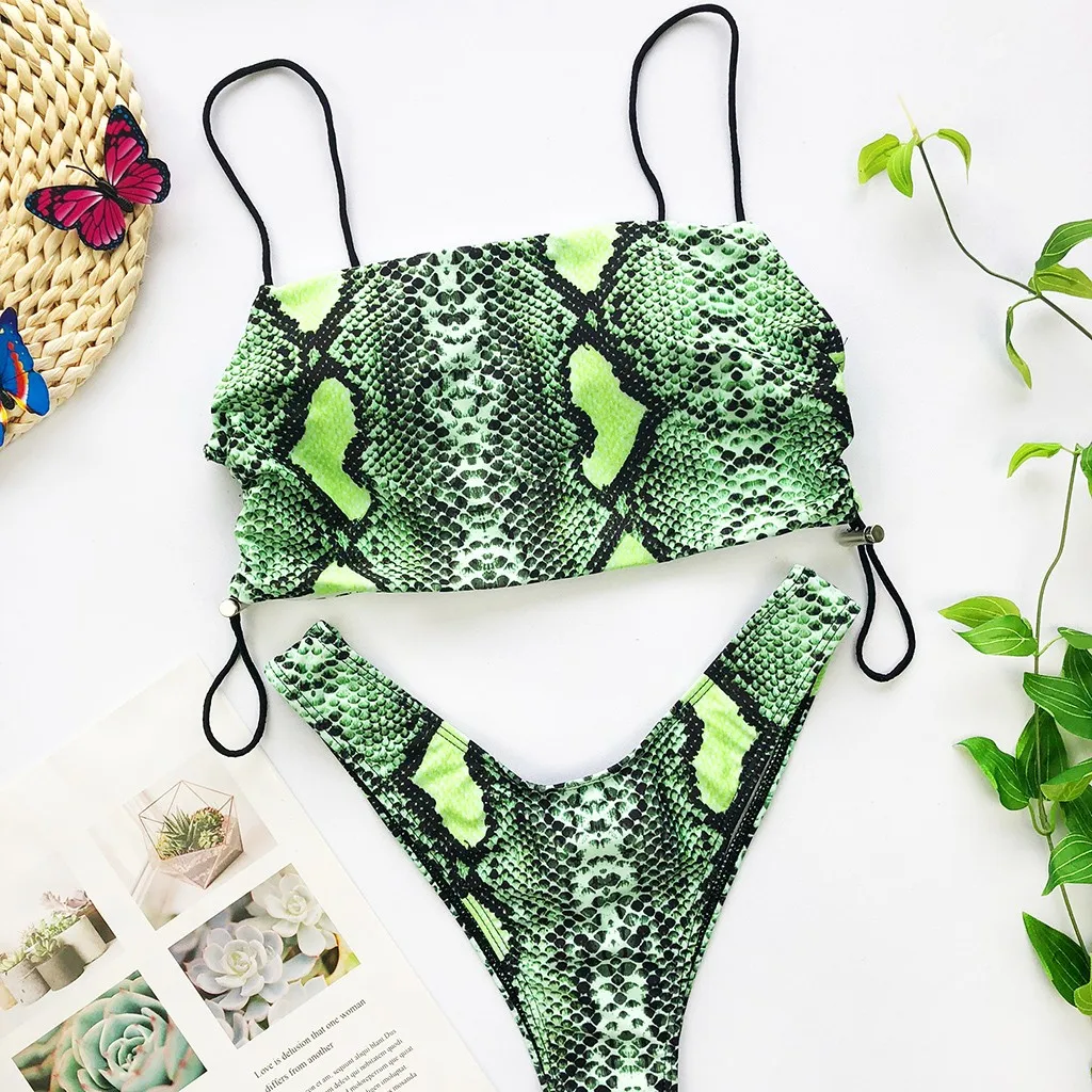 Женский купальник бикини Chamsgend сексуальный с леопардовым принтом пуш ап