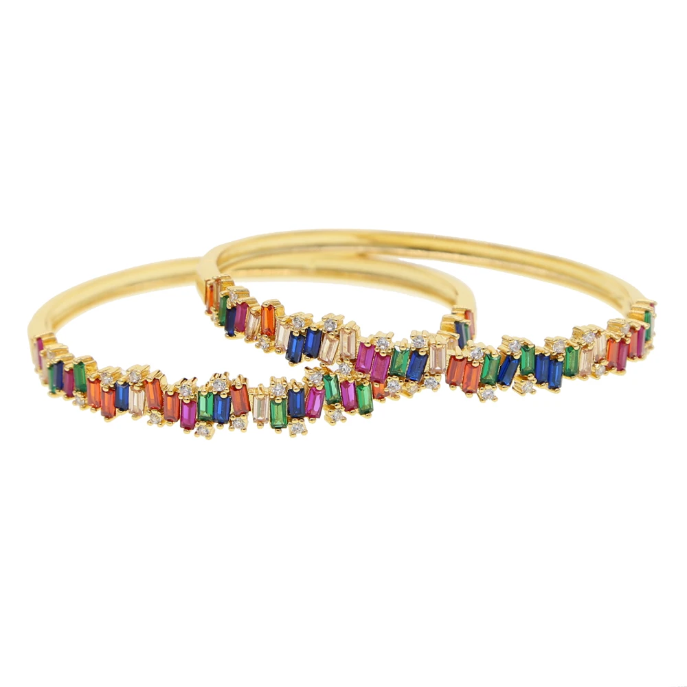 Браслет с радужным кубическим цирконием 17 18 см роскошные модные женские