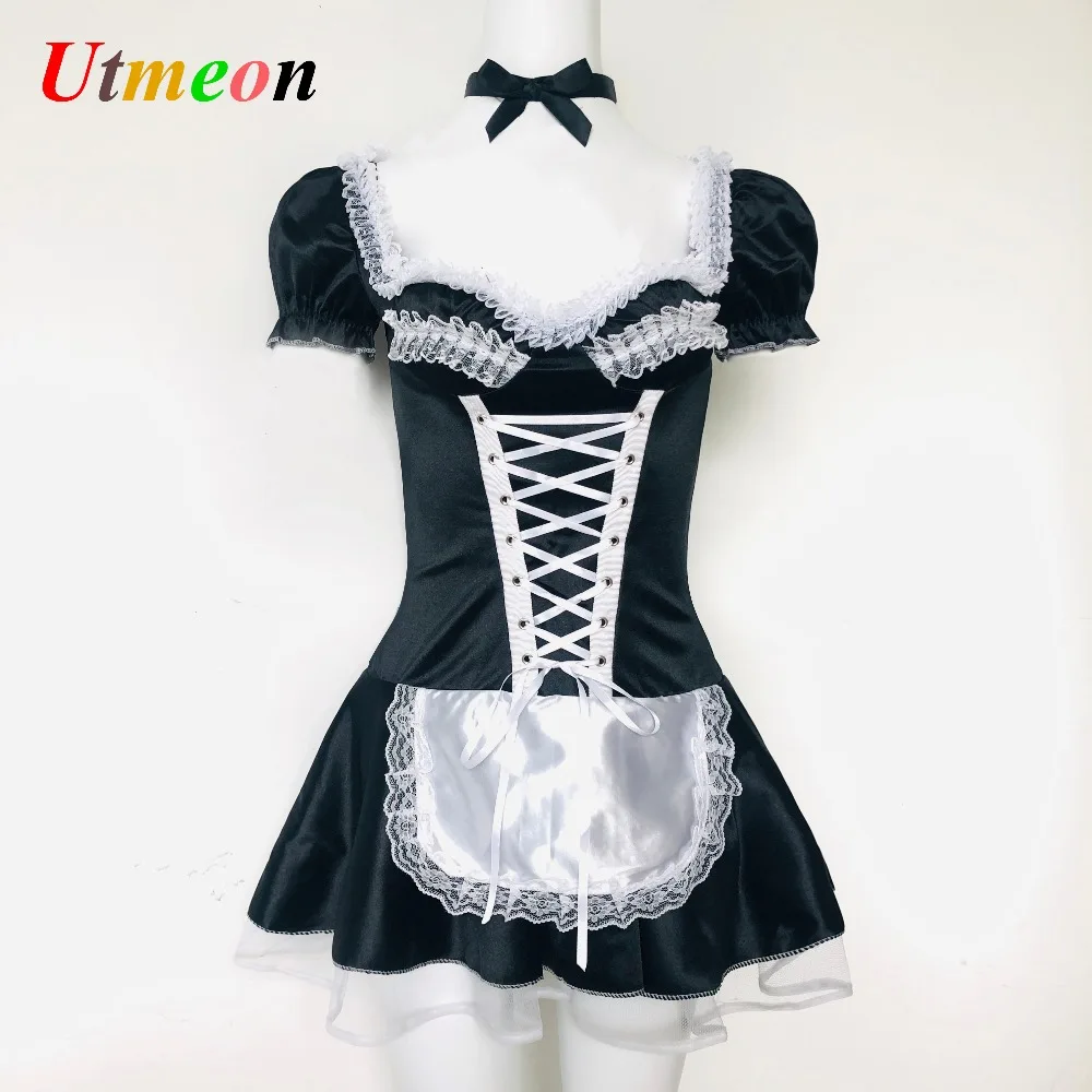 Plus Size Sexy French Maid Cosplay Lingerie Halloween Costume for Women - Exotic Servant Outfit image 2