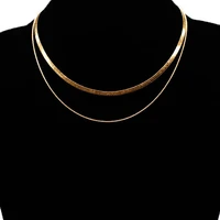 punk snake chain necklace trendy personality double layer necklace statement jewelry women fashion collares jewelry xl231