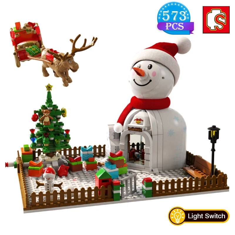 

SEMBO технические идеи Строительные блоки Diy рождественский дом Снеговик Модель Кирпичи сборка детские игрушки подарки для друзей