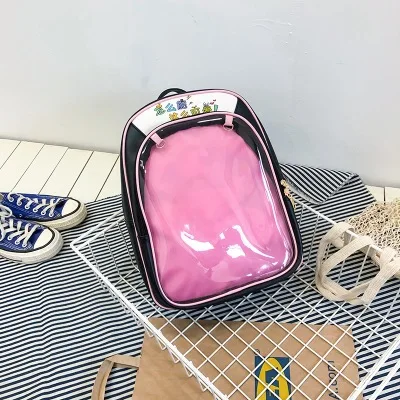black-pink Прозрачные женские рюкзаки с милыми буквами Ita Bookbags, женские школьные сумки для девочек-подростков, модные летние рюкзаки, хит - Цвет: black-pink