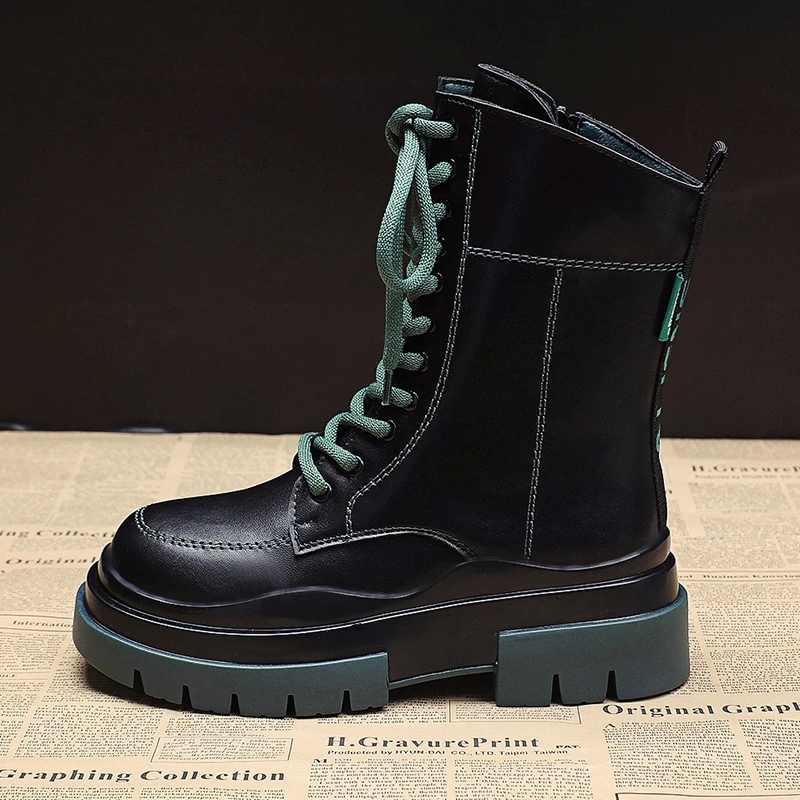 Женские мотоциклетные ботинки со шнуровкой Новые осенне-зимние женские