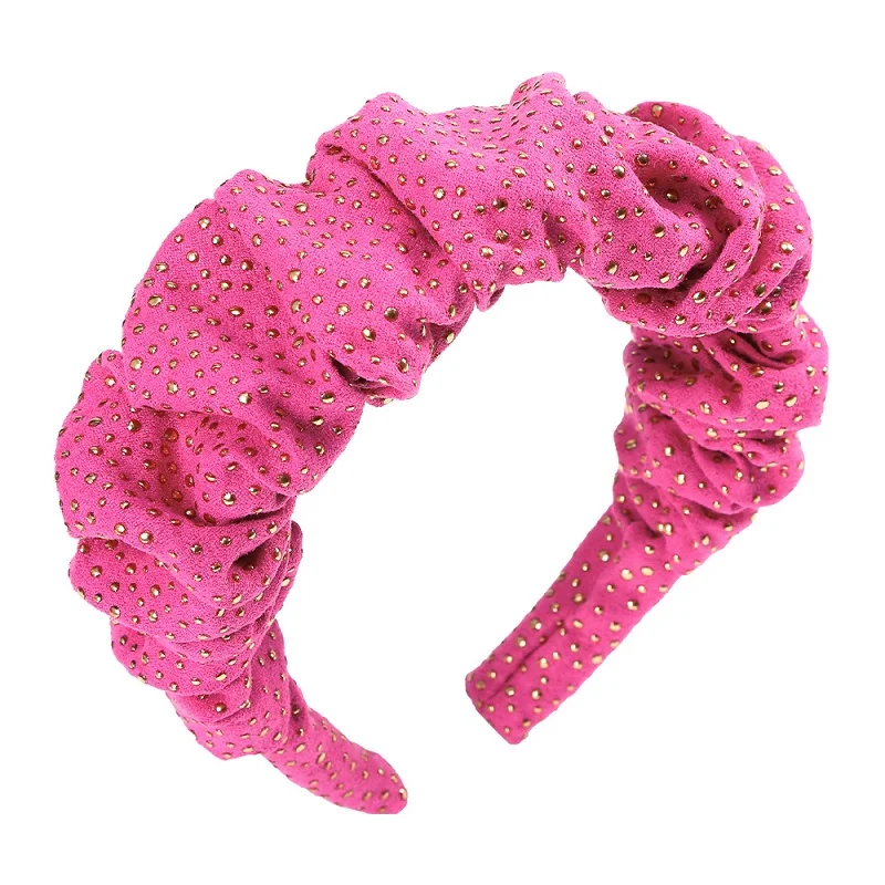 

LEVAO New Pleated Headband Fashion Autumn Hairband Golden Point Women Individuality Solid Hairband Adult Hair Accessories