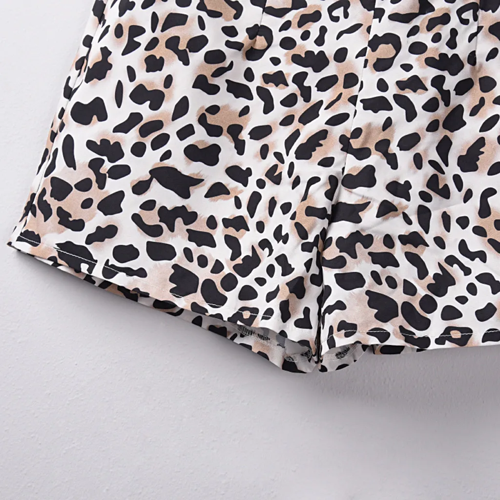 

2021 Women's Strapless Slim Leopard Print Retro Mini Sleeveless Jumpsuit Elegant Summer Sexy Women's Catsuit