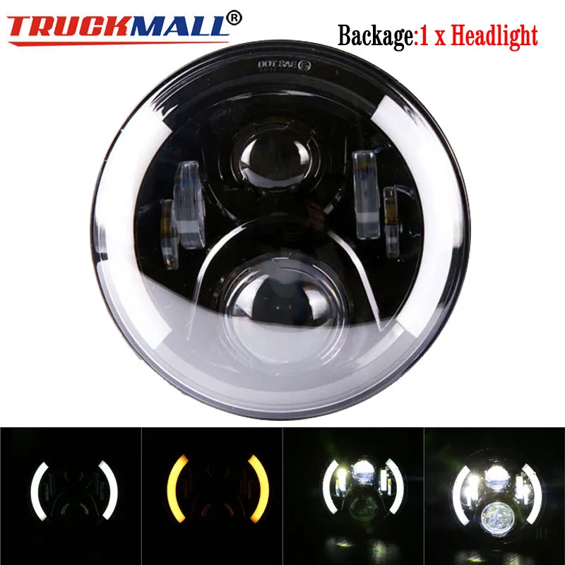 E-1pcs Headlight DOT EMARK 7 дюймов светодиодный налобный светильник s с Halo Ring поворотник светильник налобный фонарь для Jeep Wrangler Lada Niva Land Rover Defender Hummer - Цвет: E-1pcs Headlight