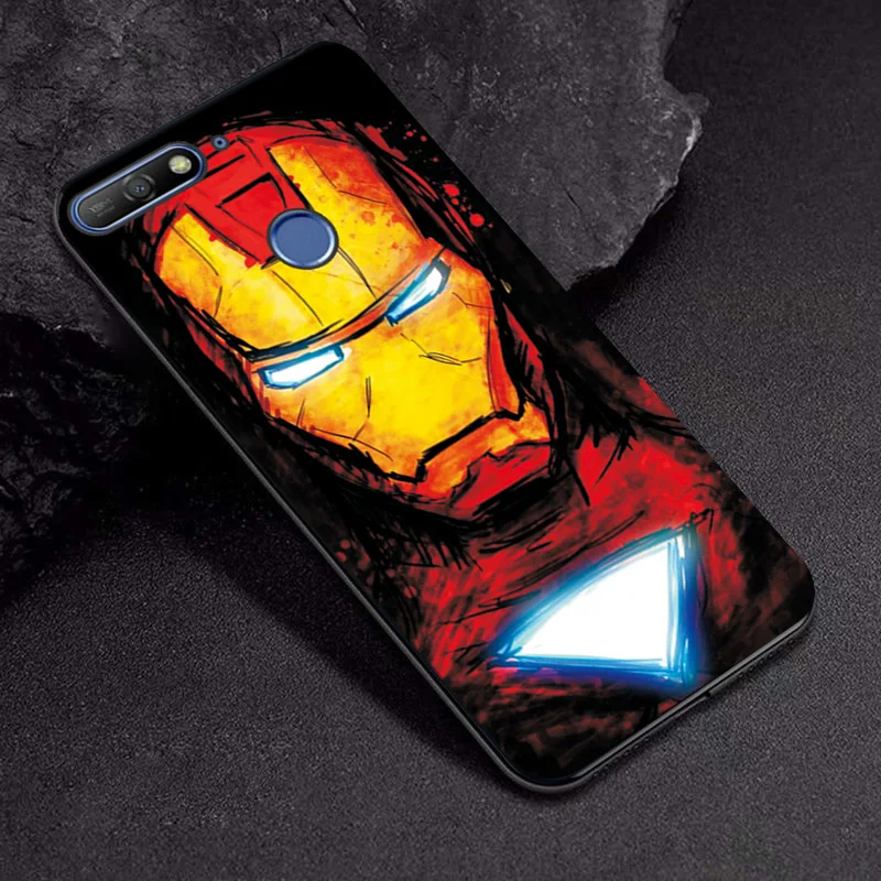 TPUBLK640 Чехол Marvel Hero для huawei Honor 7A 5,45 для huawei Honor 7A Pro, черный ТПУ, Железный человек, мягкий ТПУ для huawei Honor 7 A Pro, 5,7 дюйма - Цвет: TPUBLK640