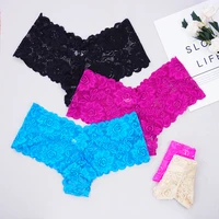 thin full lace boxers flower briefs hollow breathable womens panties shorts boyshort ladies intimates lingerie sexy underwear