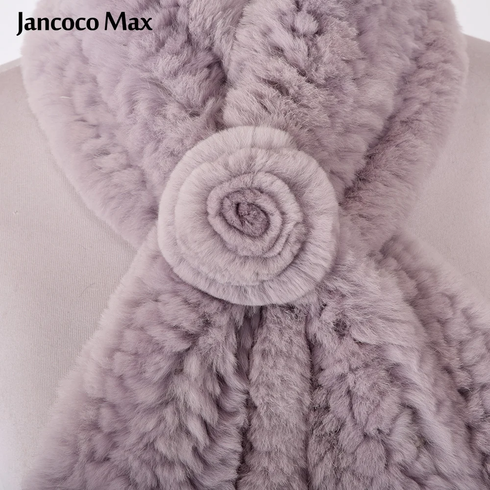 Женский меховой шарф однотонный теплый из натурального кроличьего меха на весну